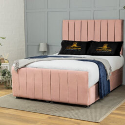 UKBEDFURNITURE Belvoir Plush Pink End Opening Divan Ottoman Bed With 54 Inch Headboard - thumbnail 1