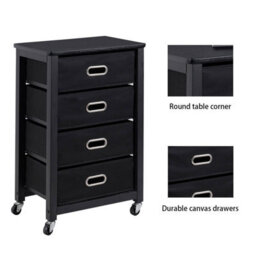 Gainoom 4 Drawers Bedside Table End Table Mobile Filing Cabinet Side Cabinet W/ Wheels - thumbnail 4