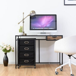 Gainoom 4 Drawers Bedside Table End Table Mobile Filing Cabinet Side Cabinet W/ Wheels - thumbnail 5