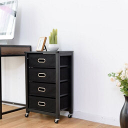 Gainoom 4 Drawers Bedside Table End Table Mobile Filing Cabinet Side Cabinet W/ Wheels - thumbnail 6