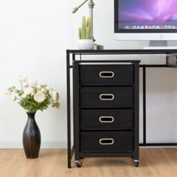 Gainoom 4 Drawers Bedside Table End Table Mobile Filing Cabinet Side Cabinet W/ Wheels - thumbnail 7