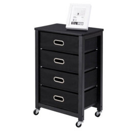 Gainoom 4 Drawers Bedside Table End Table Mobile Filing Cabinet Side Cabinet W/ Wheels - thumbnail 3