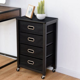 Gainoom 4 Drawers Bedside Table End Table Mobile Filing Cabinet Side Cabinet W/ Wheels - thumbnail 8