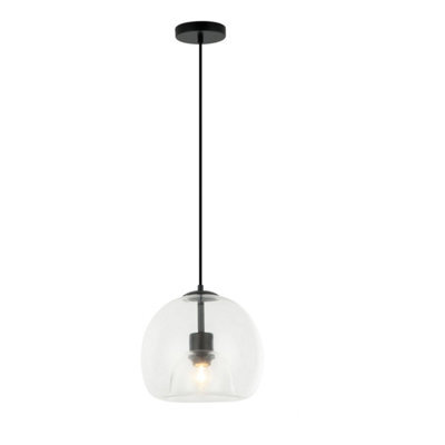 FNX Bathrooms Ohio Modern Black & Clear Glass Pendant Light - Adjustable Ip44 Bathroom Ceiling Light, E27 Fitting - image 1