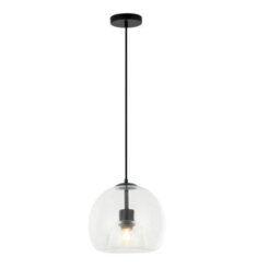FNX Bathrooms Ohio Modern Black & Clear Glass Pendant Light - Adjustable Ip44 Bathroom Ceiling Light, E27 Fitting - thumbnail 1