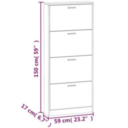 Vidaxl Shoe Cabinet Grey Sonoma 59X17X150 Cm Engineered Wood - thumbnail 3
