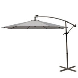 Sundaze 3M Grey Banana Parasol Umbrella Garden 32 Led Cantilever Patio W/ Base & Cover - thumbnail 2
