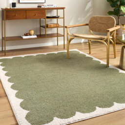 Livabliss Tivoli-Washable Green Cream Modern High Pile Living Dining Bedroom Rug 160 X 213 Cm Easy Care, Non Shedding - thumbnail 1