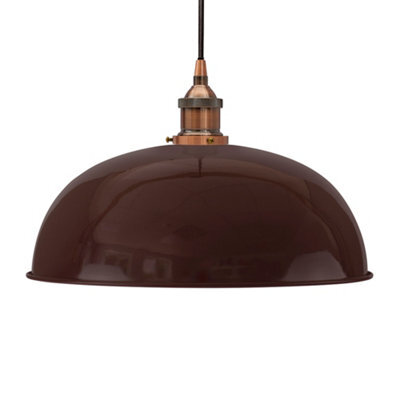 Burgundy Red Worcester Painted Dome Pendant Light With Antique Copper Lamp Holder And Black Round Cable - Se Home - image 1