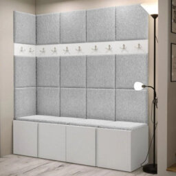 Orion Ii Hallway Set White Shoe Cabinet Hangers Light Grey Panels - thumbnail 2