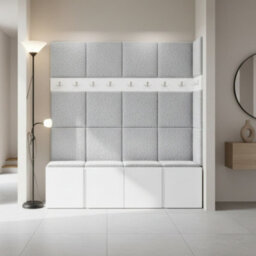 Orion Ii Hallway Set White Shoe Cabinet Hangers Light Grey Panels
