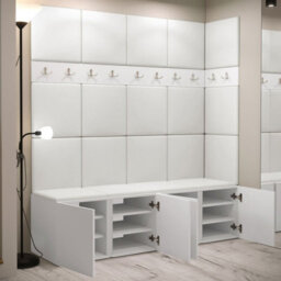 Orion Ii Hallway Set White Shoe Cabinet Hangers Light Grey Panels - thumbnail 5