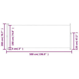 Berkfield Patio Retractable Side Awning 200X500 Cm Grey - thumbnail 7