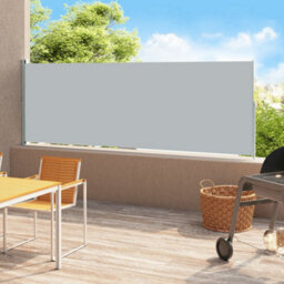 Berkfield Patio Retractable Side Awning 200X500 Cm Grey