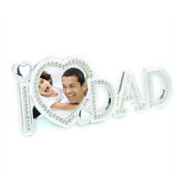 "Shatchi Love Dad Photo Frame 3"" X 3"" Silver Metal With Diamond Fathers Day Birthday Christmas Gift" - thumbnail 1