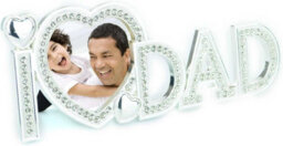 "Shatchi Love Dad Photo Frame 3"" X 3"" Silver Metal With Diamond Fathers Day Birthday Christmas Gift" - thumbnail 2