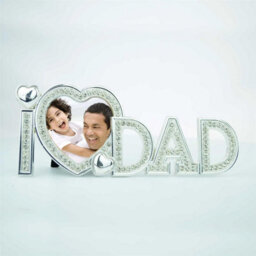 "Shatchi Love Dad Photo Frame 3"" X 3"" Silver Metal With Diamond Fathers Day Birthday Christmas Gift" - thumbnail 3