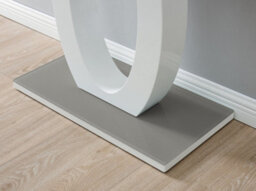 Furniturebox Giovani Rectangular White High Gloss Console Table With Grey Glass Top And Unique Halo Structural Plinth Base Design - thumbnail 3
