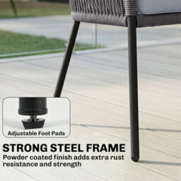 Outsunny 4 Piece Garden Furniture Set, Rope Woven Outdoor Sofa, Dark Grey - thumbnail 8