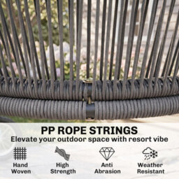 Outsunny 4 Piece Garden Furniture Set, Rope Woven Outdoor Sofa, Dark Grey - thumbnail 5