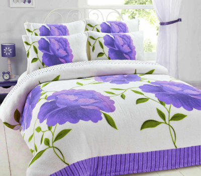 Homes & Linen New Printednew Rosaleen Flower Teddy Fleece Duvet Cover Set Cosy Warm Soft Bed Set