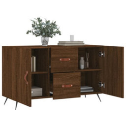 Berkfield Modern Sideboard Brown Oak 100X36X60 Cm Engineered Wood - thumbnail 4
