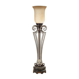 Elegant Cream And Amber Table Lamp With Bronze Base - Led E14 60W - thumbnail 1