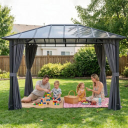 Outsunny 3 X 4 M Hardtop Gazebo With Pc Roof, Aluminium Frame, Dark Grey - thumbnail 9