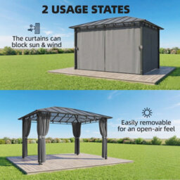 Outsunny 3 X 4 M Hardtop Gazebo With Pc Roof, Aluminium Frame, Dark Grey - thumbnail 6