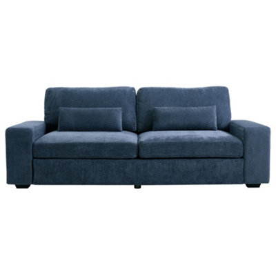 Darphe Modern 2-Seater Blue Chenille Sofa With Accent Pillows, Wood And Iron Frame - image 1