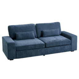 Darphe Modern 2-Seater Blue Chenille Sofa With Accent Pillows, Wood And Iron Frame - thumbnail 2
