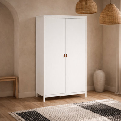 Wyld Haus Wildberry Matt White 2-Door Wardrobe With Brown Leather Handles - image 1
