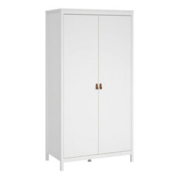 Wyld Haus Wildberry Matt White 2-Door Wardrobe With Brown Leather Handles - thumbnail 2