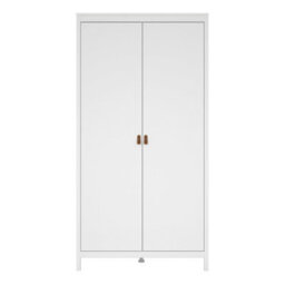 Wyld Haus Wildberry Matt White 2-Door Wardrobe With Brown Leather Handles - thumbnail 3