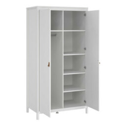 Wyld Haus Wildberry Matt White 2-Door Wardrobe With Brown Leather Handles - thumbnail 6