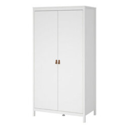 Wyld Haus Wildberry Matt White 2-Door Wardrobe With Brown Leather Handles - thumbnail 4
