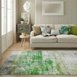 Ivory Green Abstract Polyester Modern Soft Bedroom, Livingroom  Rug - 160Cm X 230Cm - thumbnail 5