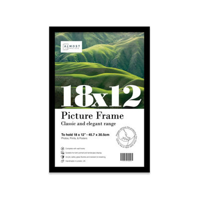 18X12 Black Picture Frame (45.7 X 30.5Cm) Poster, Photo, Artwork, Gallery Wall Or Print - image 1