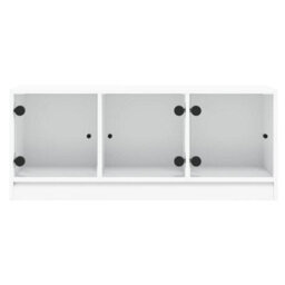 Berkfield Tv Cabinet With Glass Doors White 102X37X42 Cm - thumbnail 6