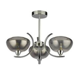 Pagazzi Lighting Pagazzi Hansel Semi Flush 3 Light Smoked Glass Ceiling Light - thumbnail 1