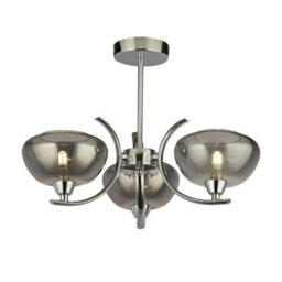 Pagazzi Lighting Pagazzi Hansel Semi Flush 3 Light Smoked Glass Ceiling Light - thumbnail 2
