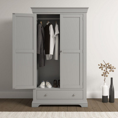 Seconique Bordeaux 2 Door Wardrobe Pebble Grey And Oak (Partially Assembled) - image 1