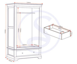 Seconique Bordeaux 2 Door Wardrobe Pebble Grey And Oak (Partially Assembled) - thumbnail 7