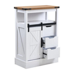 White Sideboard Buffet Cupboard 3 Drawers 1 Door Shelf - thumbnail 5