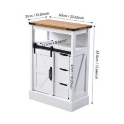White Sideboard Buffet Cupboard 3 Drawers 1 Door Shelf - thumbnail 2