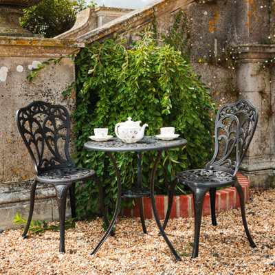 Lazy Susan Tulip Antique Bronze Metal Garden Bistro Set