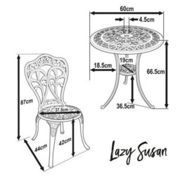 Lazy Susan Tulip Antique Bronze Metal Garden Bistro Set - thumbnail 9