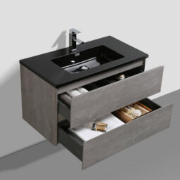 Plum&clay Nebula Concrete Wall Hung Vanity Unit With Black Basin Bathroom Furniture (W)900mm - thumbnail 6