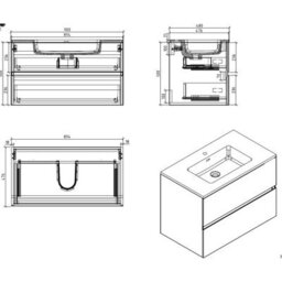 Plum&clay Nebula Concrete Wall Hung Vanity Unit With Black Basin Bathroom Furniture (W)900mm - thumbnail 2
