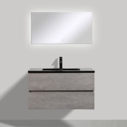 Plum&clay Nebula Concrete Wall Hung Vanity Unit With Black Basin Bathroom Furniture (W)900mm - thumbnail 3